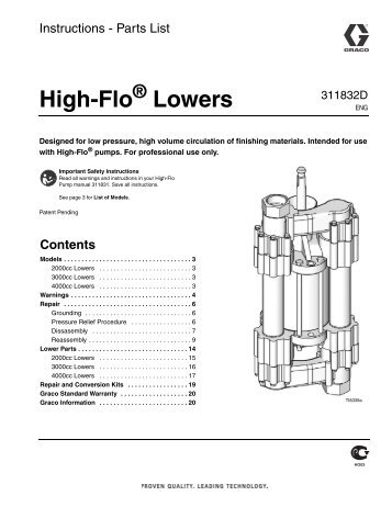 311832D - High-Flo Lowers, Instructions-Parts List ... - Graco Inc.