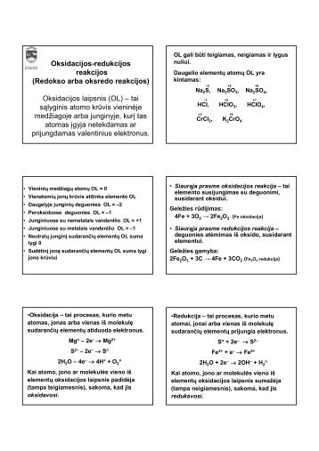 Oksidacijos-redukcijos reakcijos (Redokso arba oksredo reakcijos ...