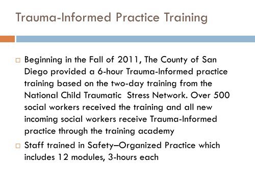 Application of Trauma-Informed Practice in San Diego