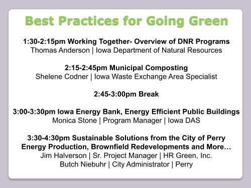 Best Practices for Going Green - Iowa League of Cities