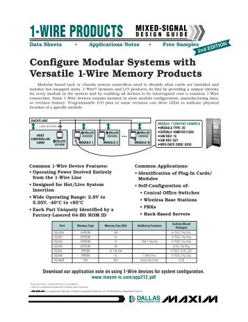 1-WIRE PRODUCTS MIXED-SIGNAL - E-LAB Computers