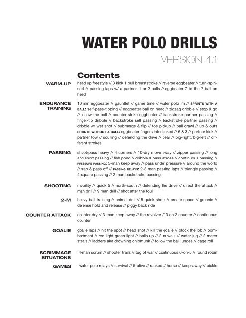 WATER POLO DRILLS NorCal Water Polo