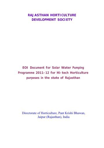 EOI Document for Solar Water Pumping ... - Rajasthan Krishi