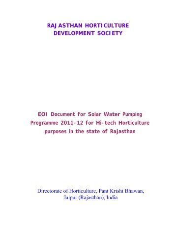 EOI Document for Solar Water Pumping ... - Rajasthan Krishi