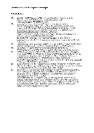 Text be. Bestimmungen 2011 HP - Voltigieren in Hessen