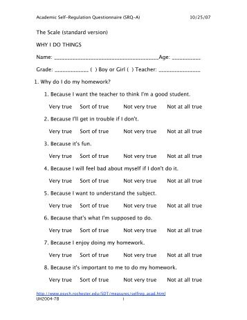 Self Regulation Questionnaire