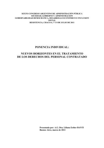 SEXTO CONGRESO ARGENTINO DE ADMINISTRACIÃN PÃBLICA