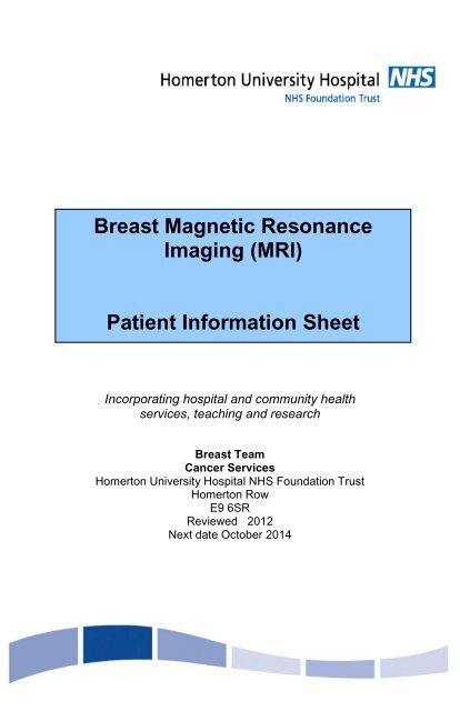 Breast Magnetic Resonance Imaging (MRI) - Homerton University ...
