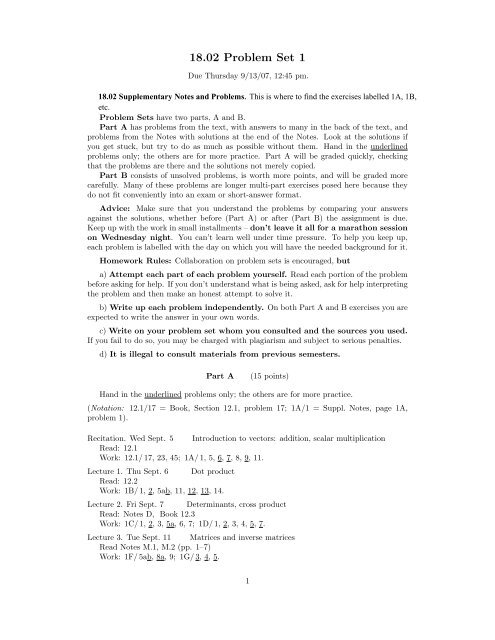 18.02 Problem Set 1