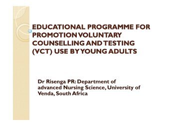 Educational Programme for Promotion of VCT used by Young Adults