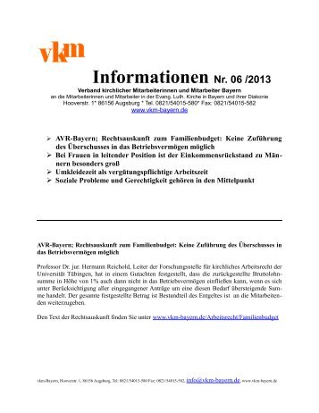 Informationen Nr. 06 /2013 - VKM Bayern