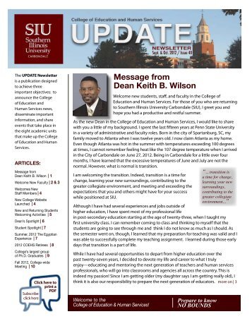 Message from Dean Keith B. Wilson - SIU - College of Education ...