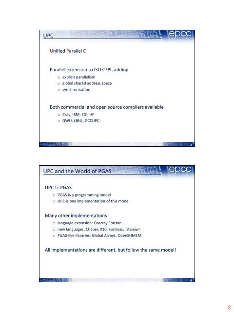 PGAS Programming with UPC and Fortran Coarrays