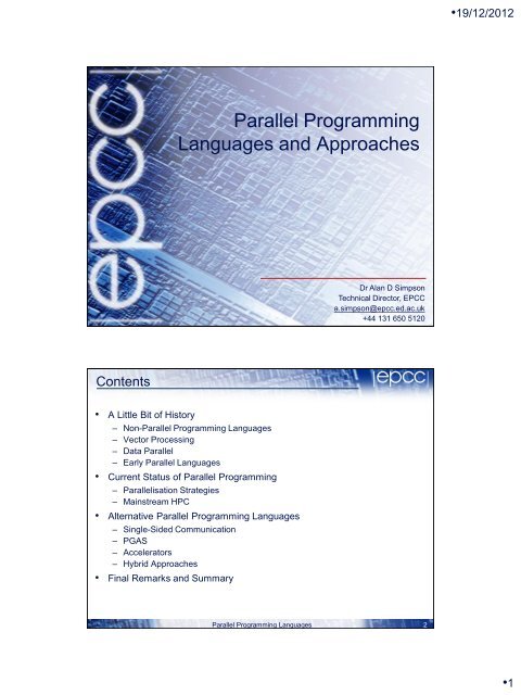 PGAS Programming with UPC and Fortran Coarrays