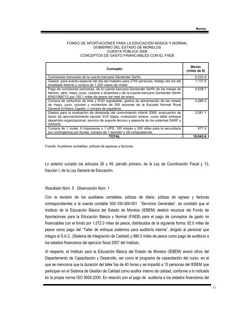 informe del resultado de la fiscalización superior de la cuenta ...