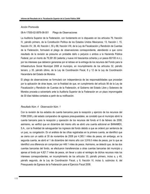 informe del resultado de la fiscalización superior de la cuenta ...