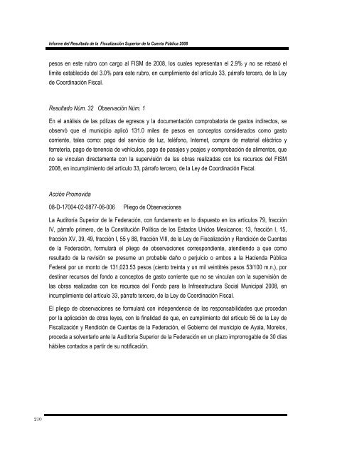 informe del resultado de la fiscalización superior de la cuenta ...