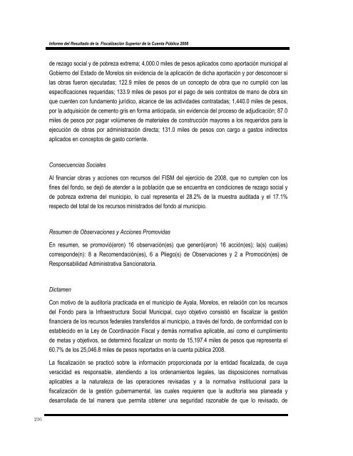 informe del resultado de la fiscalización superior de la cuenta ...