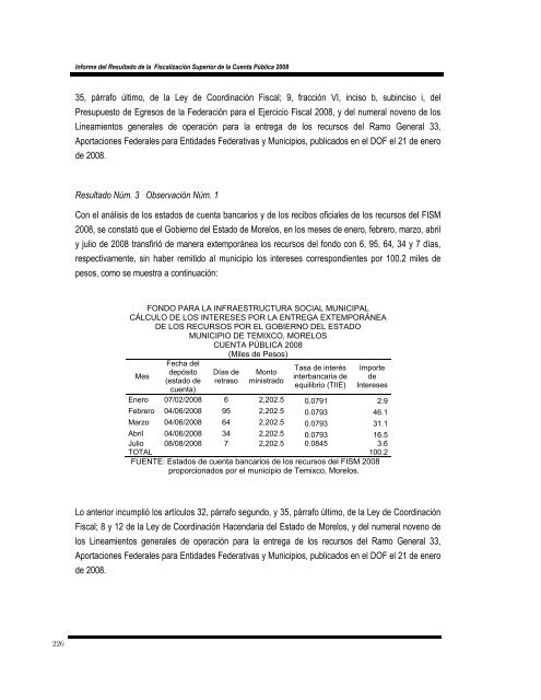 informe del resultado de la fiscalización superior de la cuenta ...