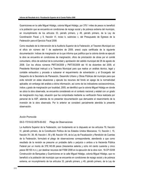 informe del resultado de la fiscalización superior de la cuenta ...