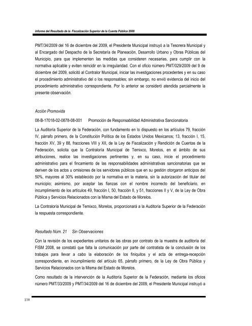 informe del resultado de la fiscalización superior de la cuenta ...