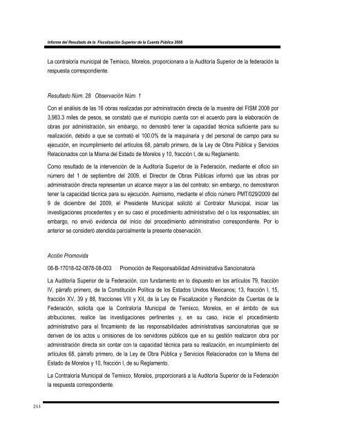 informe del resultado de la fiscalización superior de la cuenta ...