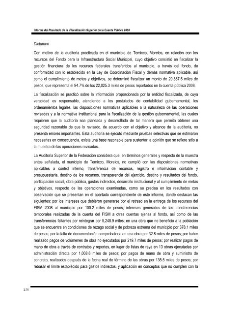 informe del resultado de la fiscalización superior de la cuenta ...