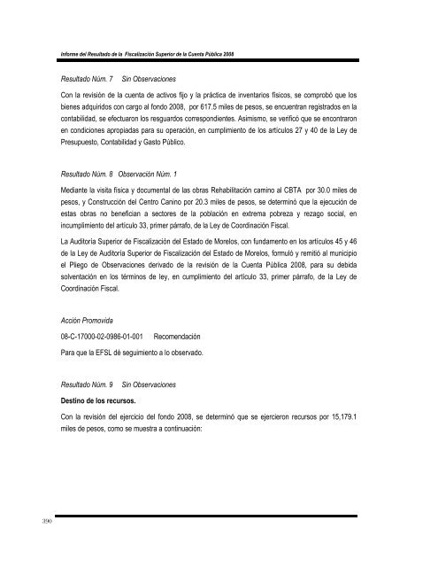 informe del resultado de la fiscalización superior de la cuenta ...