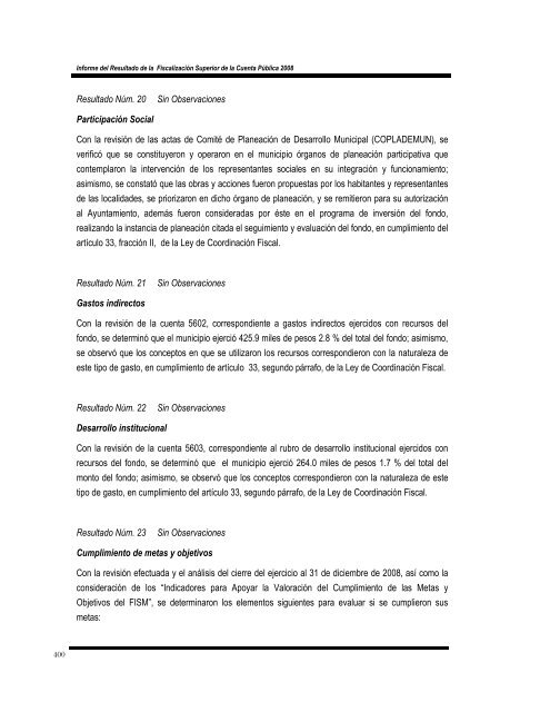 informe del resultado de la fiscalización superior de la cuenta ...