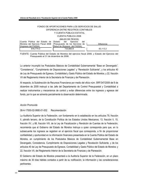 informe del resultado de la fiscalización superior de la cuenta ...