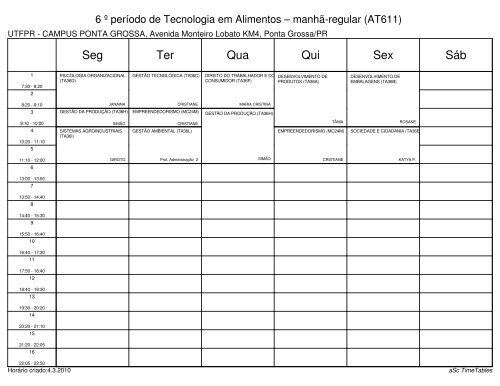 HorÃ¡rios 2010 - UTFPR