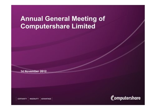 2012 Computershare AGM Presentation