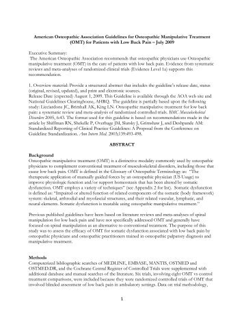 (OMT) for Patients with Low Back Pain - American Academy of ...