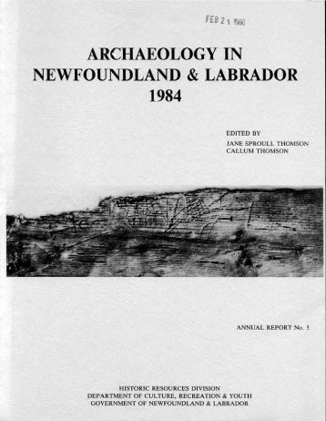 Archaeology in Newfoundland and Labrador 1984 - Tourism ...