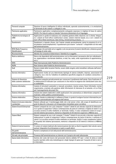 Lo stato dell'informatizzazione nella Pubblica ... - Archivio CNIPA