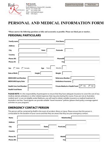 personal contact information form