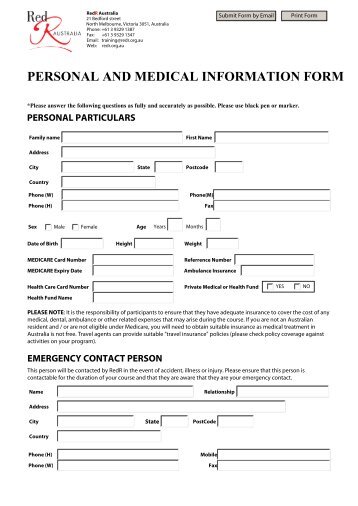 personal and medical information form - The Sphere Project