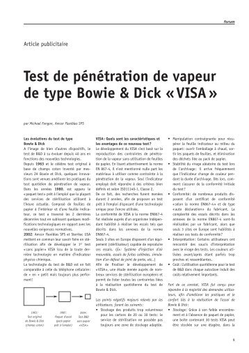 Test de pÃ©nÃ©tration de vapeur de type Bowie & Dick Â«VISAÂ»