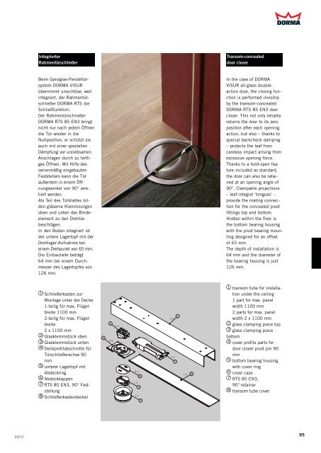 BESCHLÄGE UND TÜRSCHIENEN FÜR GANZGLAS-ANLAGEN ...