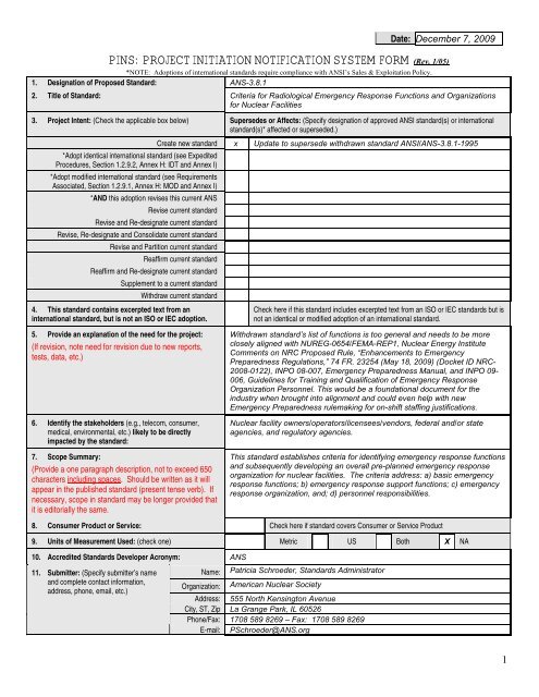 PINS: PROJECT INITIATION NOTIFICATION SYSTEM FORM (Rev ...