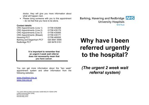 Cancer Patient Information - Barking Havering and Redbridge ...