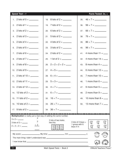 Download Pages from Math Speed Tests, Grades 3-6