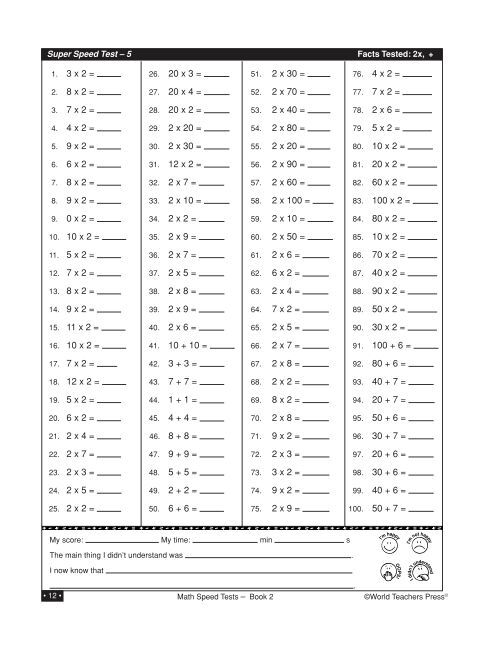Download Pages from Math Speed Tests, Grades 3-6