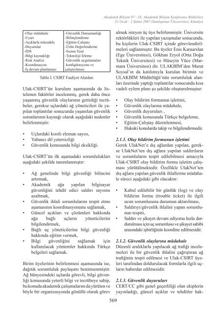 07 31 Ocak - 2 Åubat 2007 KÃ¼tahya - Akademik BiliÅim KonferanslarÄ±