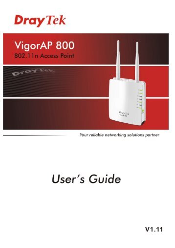 VigorAP 800 User's Guide i - FTP - Draytek