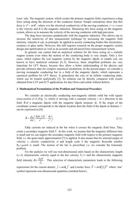 Eddy Current Interaction of a Magnetic Dipole with a Translating ...