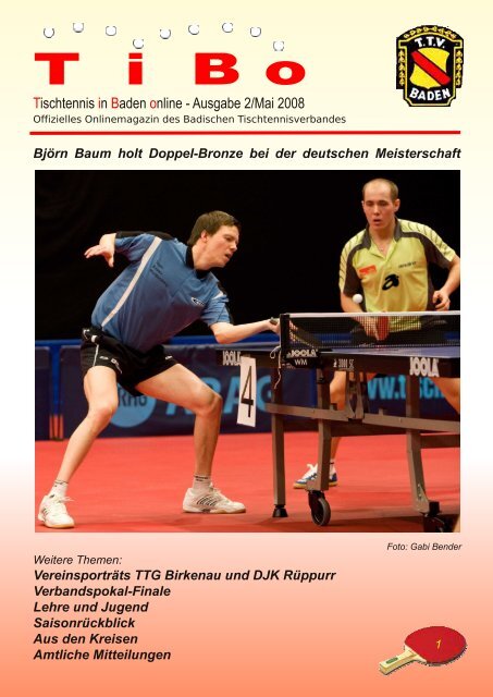 Ausgabe Mai 2008 - Tischtennis Bezirk Heidelberg