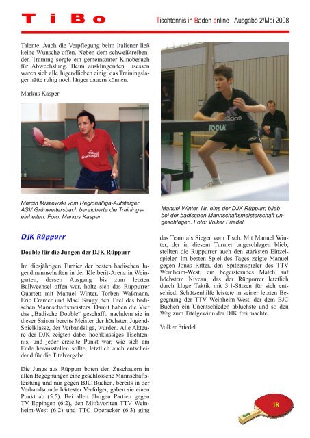 Ausgabe Mai 2008 - Tischtennis Bezirk Heidelberg