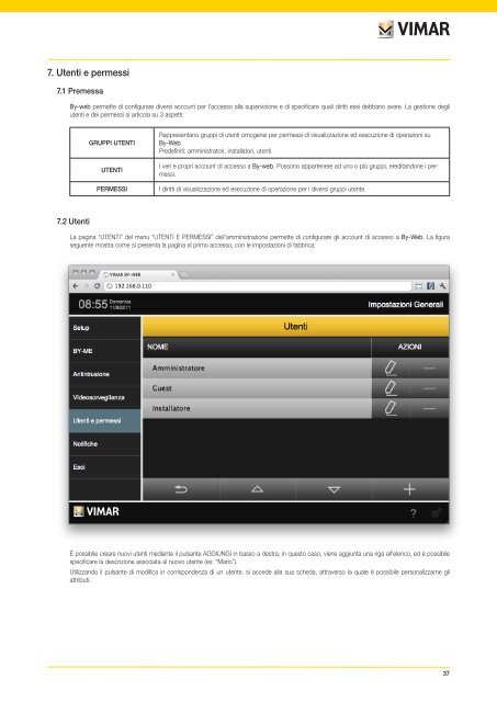 Web Server VIMAR By-web Manuale installatore - Vimar S.p.A.