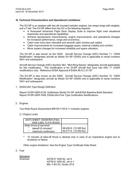 European Aviation Safety Agency EASA TYPE-CERTIFICATE DATA ...